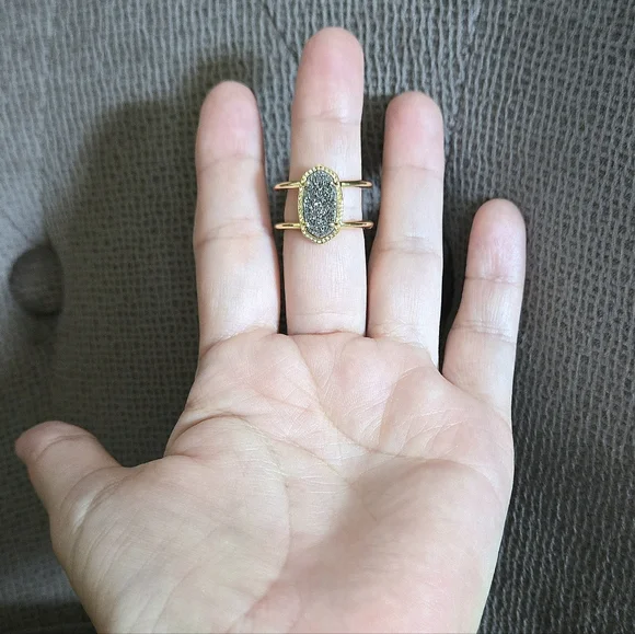 ✨️HP✨️ Kendra Scott "Elyse" Double✌️ Band Platinum Drusy Ring💍 - Picture 14 of 16
